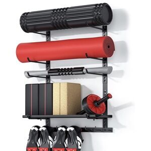 Crostice Home Gym Storage Rack Wall Mount Yoga Mat Foam Roller Holder Shelf